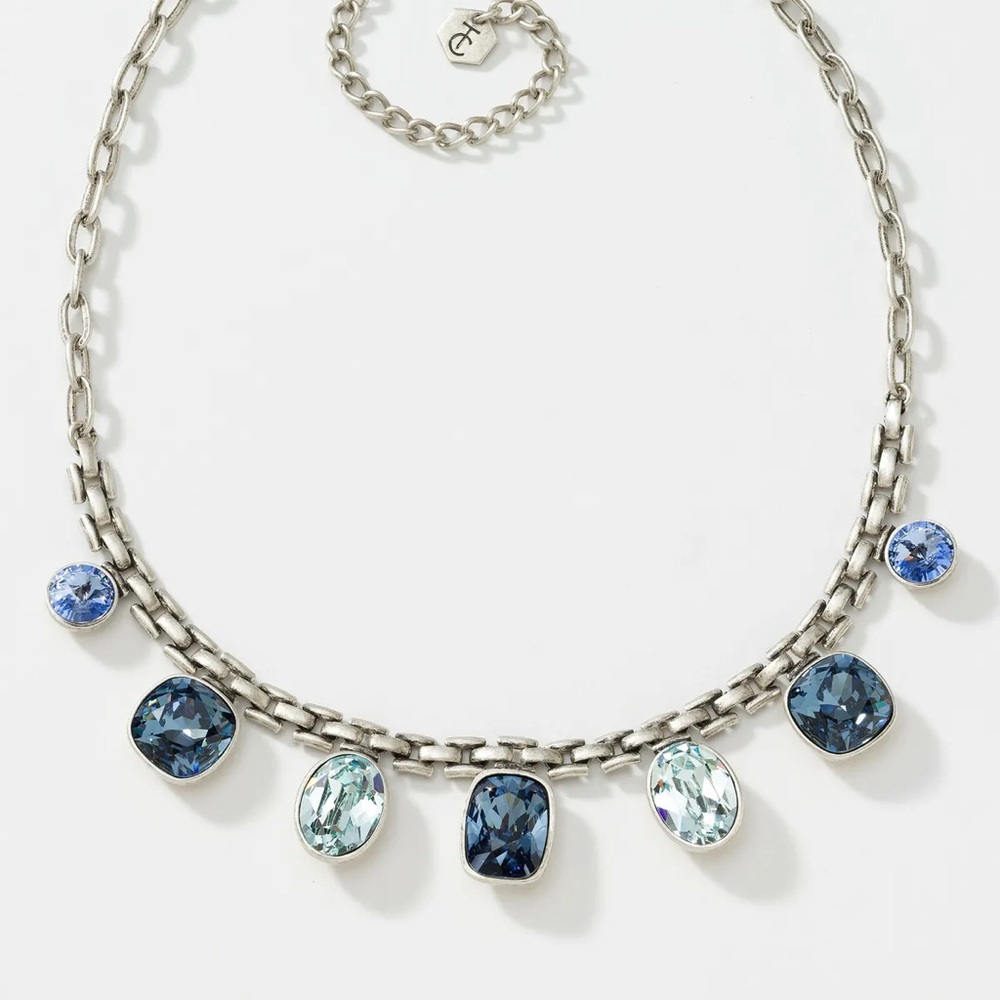 TOUCHSTONE Basketweave Denim Azore Sapphire Crystal Necklace Swarovski